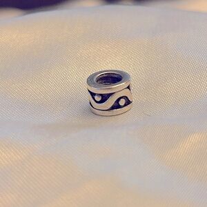 AUTHENTIC 790257 Retired Rare Pandora Wave & Dot Sterling Silver Bead Charm